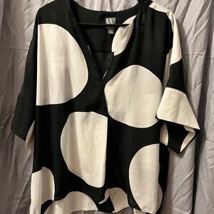 Worthington Black and White Oversized Polka Dot Blouse